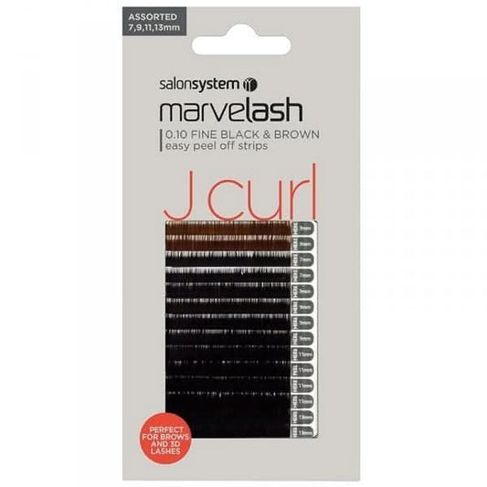 Salon System Marvelash Assorted 0.10 Fine Black & Brown J Curl Lashes