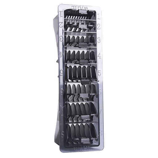 WAHL No.1 Comb Set 1-8 Black Plastic Taper Combs in Caddy