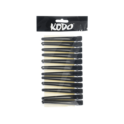 Kodo Aluminium/Plastic Clips - 12 Assorted Colours - Hairdressing Supplies