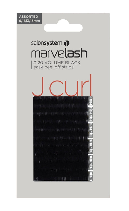 Salon System Marvelash Assorted 0.20 Volume Black J Curl Lashes - Hairdressing Supplies