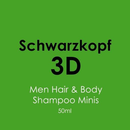 Schwarzkopf [3D] Men Hair and Body Shampoo Mini 50ml - Hairdressing Supplies